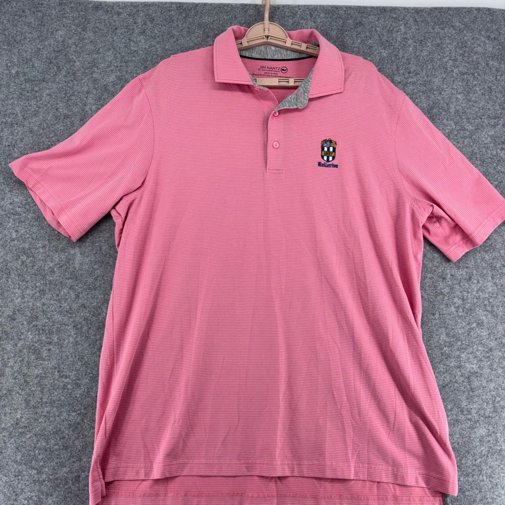 Jim Nantz Vineyard Vines Mens XL Pink Bellerive 1897 Crest Polo Shirt Striped